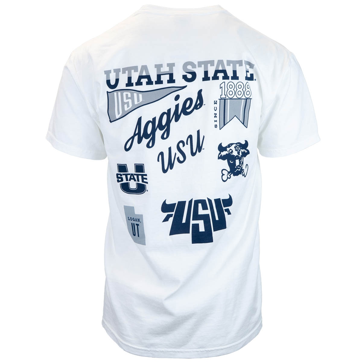 Utah state aggies retro bull graphic white unisex t-shirt